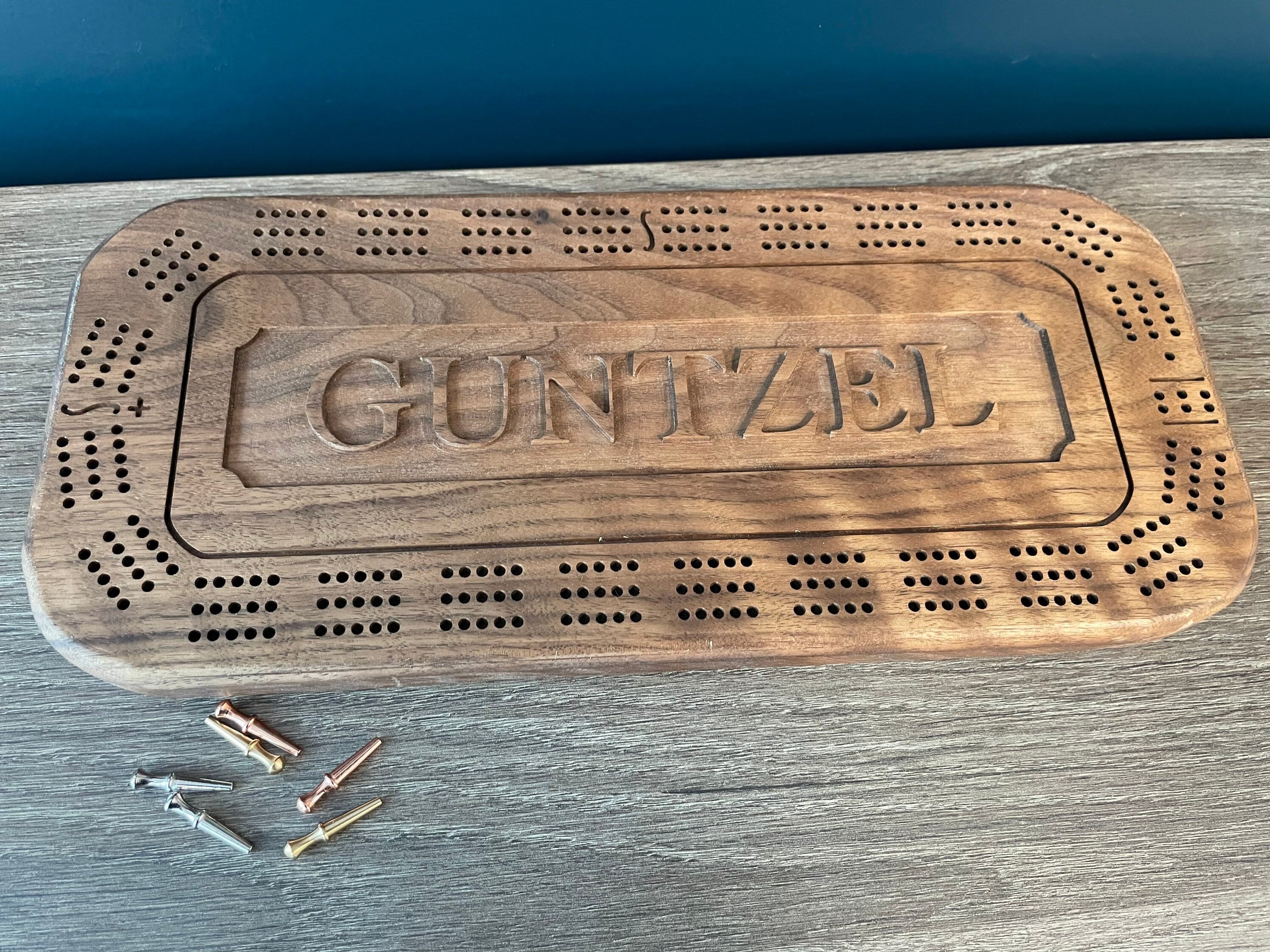 Custom store Engraved Handmade Cribbage Board